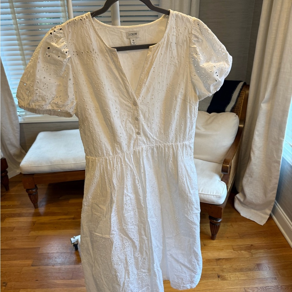 J. Crew Cream Eyelet Midi Dress